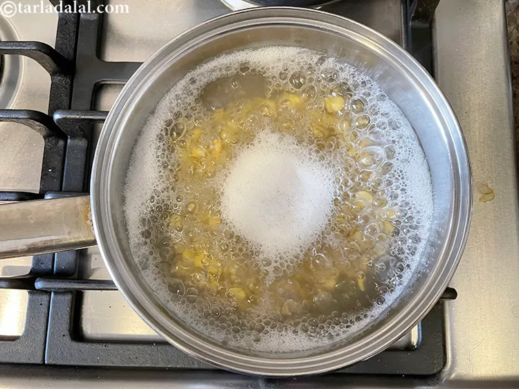 Step 9 – Blanch it in boiling water for 3 to 4 minutes. Image taken at 2 minutes.