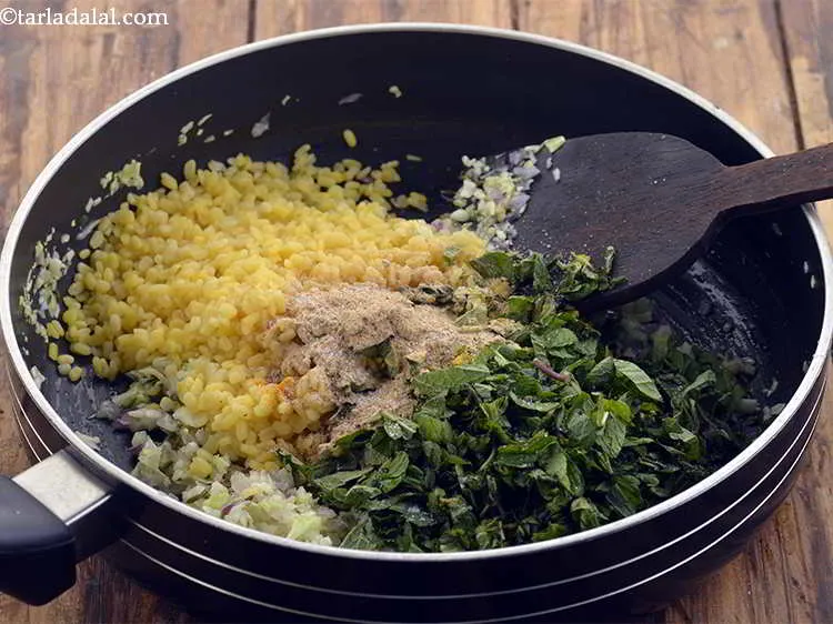 Step 19 – Add the dried mango powder and salt. Amchur provides a chatpata taste to the cabbage …