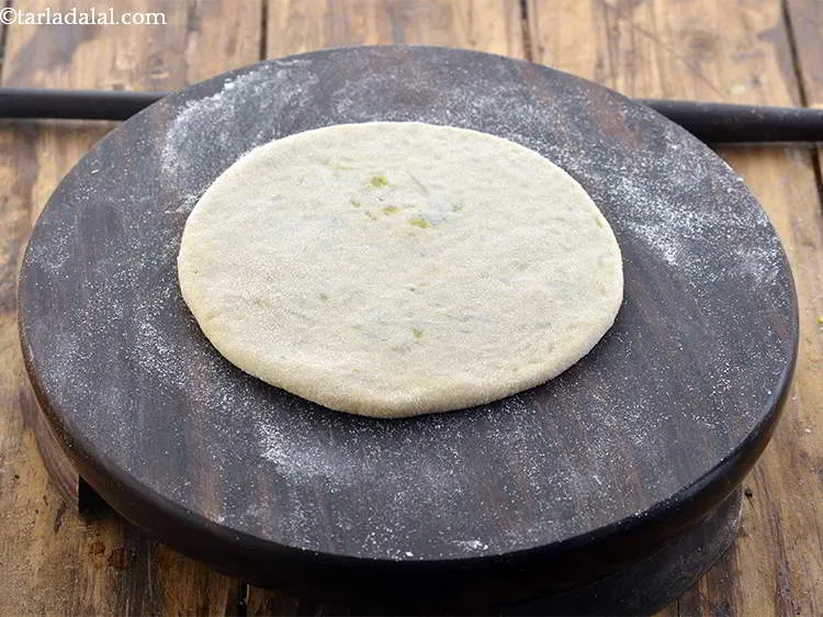 Step 28 – Roll out again into a circle of 125 mm. (5&quot;) diameter using a little wheat …