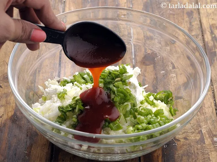 Step 5 – Add 1 tbsp of hot and sweet sauce to elevate the taste of cabbage paneer …