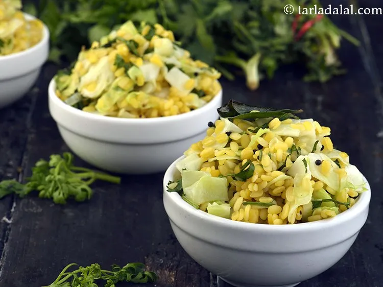 Step 43 – Serve <strong>cabbage moong dal salad recipe | Indian moong dal salad | yellow moong dal …