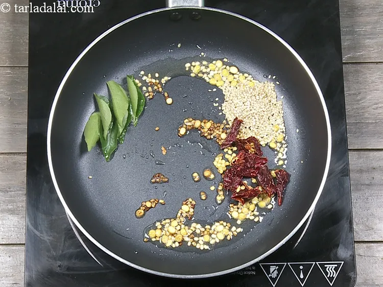 Step 9 – Add&nbsp;<a href="https://www.tarladalal.com/glossary-curry-leaves-kadi-patta-kadipatta-388i">curry leaves (kadi patta)</a>.&nbsp;Curry leaves have <a href="https://www.tarladalal.com/recipes-for-antioxidant-rich-1054" target="_blank">antioxidant</a>, antimicrobial and anti inflammatory properties …