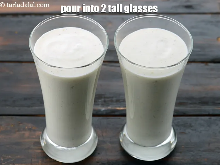 Step 17 – <strong>cardamom lassi recipe | elaichi lassi | Indian summer drink</strong>. Pour into 2 tall glasses …