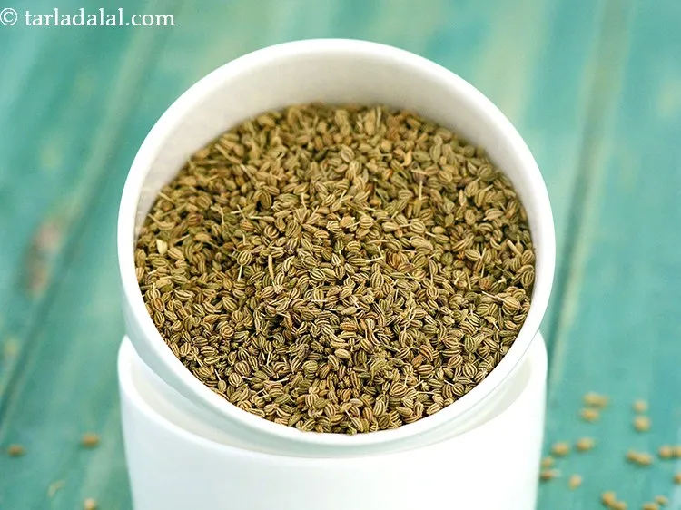 Step 6 – Add 1/2 tsp&nbsp;<a href="https://www.tarladalal.com/glossary-carom-seeds-ajwain-thymol-seeds-bishops-weed-266i">carom seeds (ajwain)</a>.