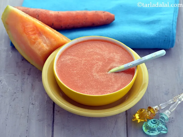 Step 22 – Feed the yummy <strong>Carrot and Muskmelon Juice</strong> to baby immediately. Keeping the juice for too …