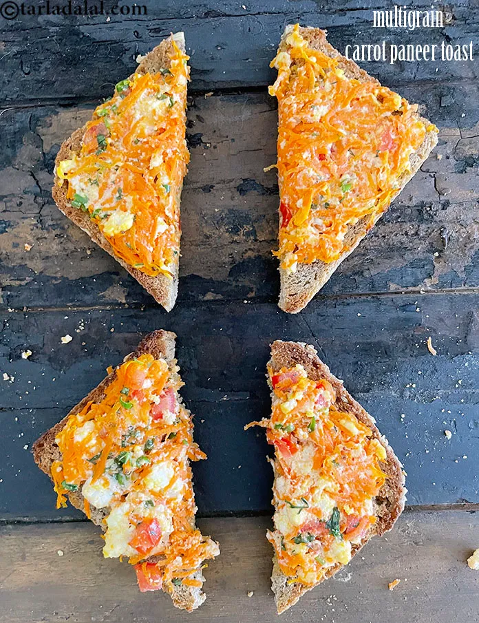 Step 18 – Below are the final multigrain carrot paneer toast.