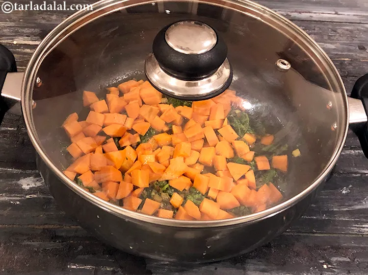 Step 14 – Mix well and cover and cook for 7 to 8 minutes, while stirring occasionally.