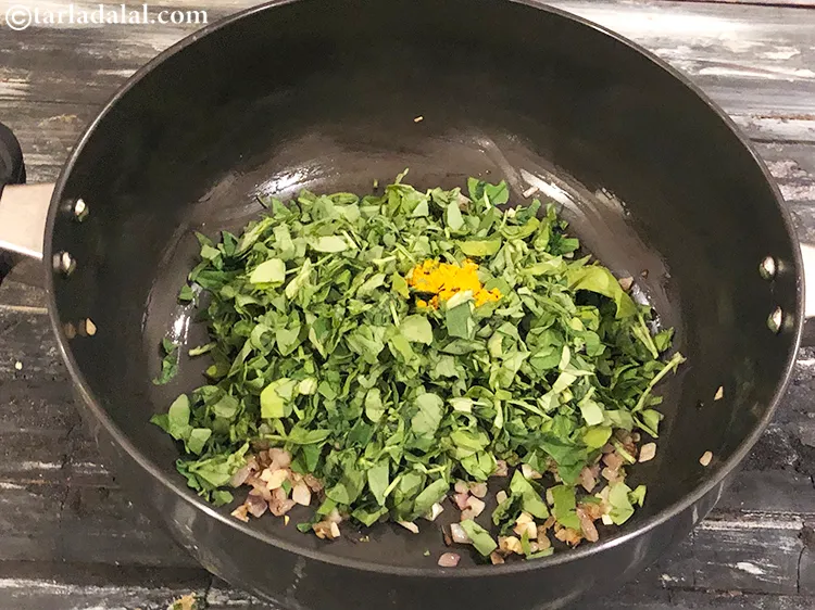 Step 8 – Add the turmeric powder (haldi)