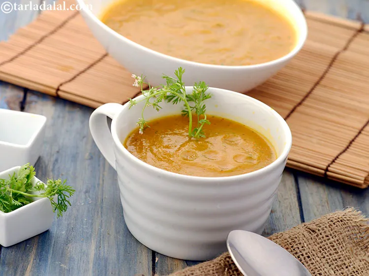 Step 21 – Serve <strong>carrot and coriander soup recipe | carrot coriander and soup Indian style | healthy …