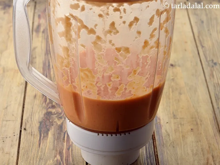 Step 22 – Cool and blend in a mixer till smooth. Keep aside.