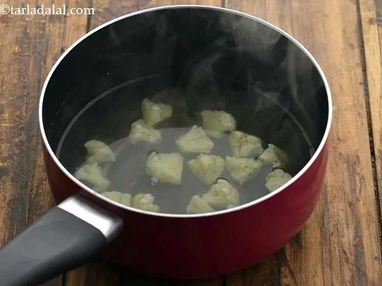 Step 16 – If you detest the flavour of raw cauliflower then blanch them before preparing the cauliflower …