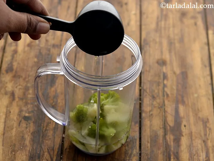 Step 20 – Finally add &frac14; cup of water to get a smooth mixture on blending.&nbsp;