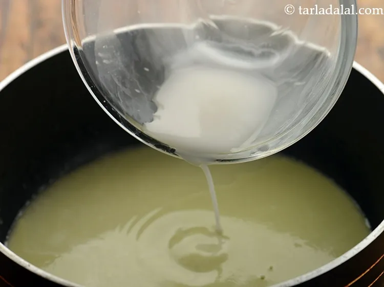 Step 17 – Add corn flour water mixture. Corn flour and water mixture will give the soup its …