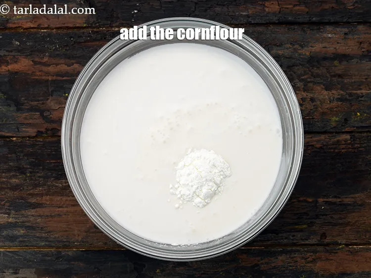 Step 13 – Add 1 tsp&nbsp;<a href="https://www.tarladalal.com/glossary-cornflour-cornstarch-maize-starch-corn-flour-112i">cornflour</a>.&nbsp;
