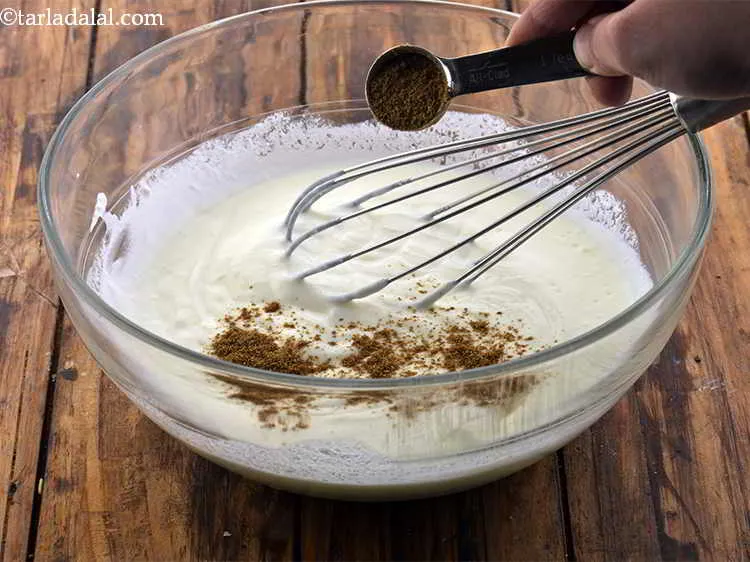 Step 2 – Add the cumin seeds powder. Lightly roasting the cumin seeds before making the powder uplifts …