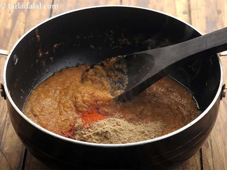 Step 21 – Add <a href="https://www.tarladalal.com/Dry-Mango-Powder-Amchur-Powder-33384r" target="_blank">dried mango powder</a>. Alternatively, you can make use of anardana powder, <a …