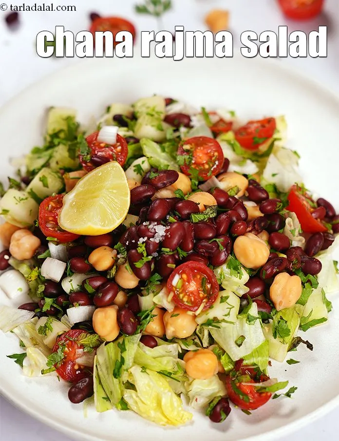 Step 19 – Serve <strong>lettuce and bean salad | chana rajma salad |&nbsp;iron rich lettuce salad with rajma, …