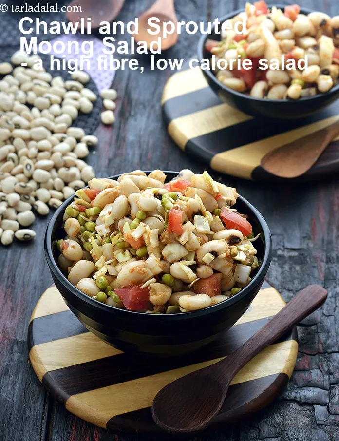 Step 34 – <strong>Chawli and Sprouted Moong Salad &ndash; a high fibre, low calorie salad.</strong>