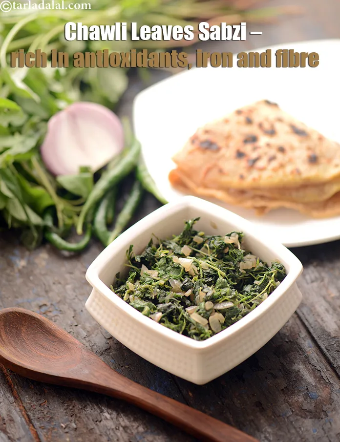 Step 26 – <strong>Chawli Leaves Sabzi &ndash; rich in antioxidants, iron and fibre.</strong>