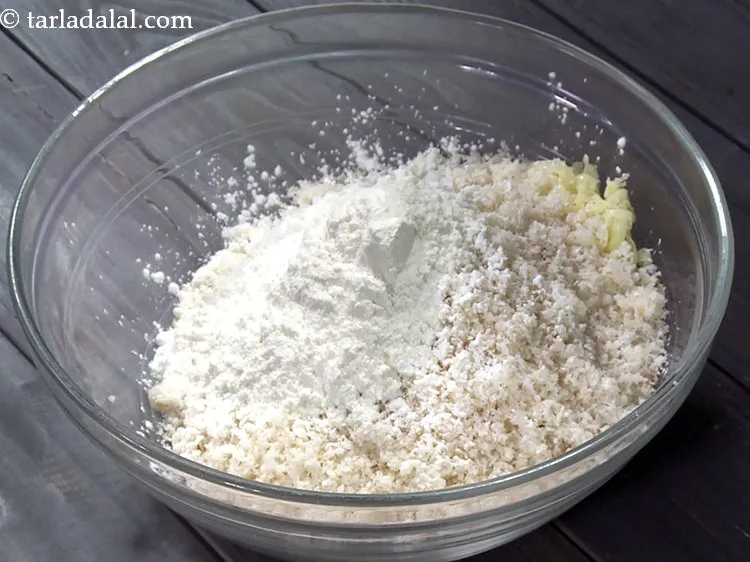 Step 4 – Add plain flour. Both corn flour and plain flour help in&nbsp;making the cheesy balls crispy.