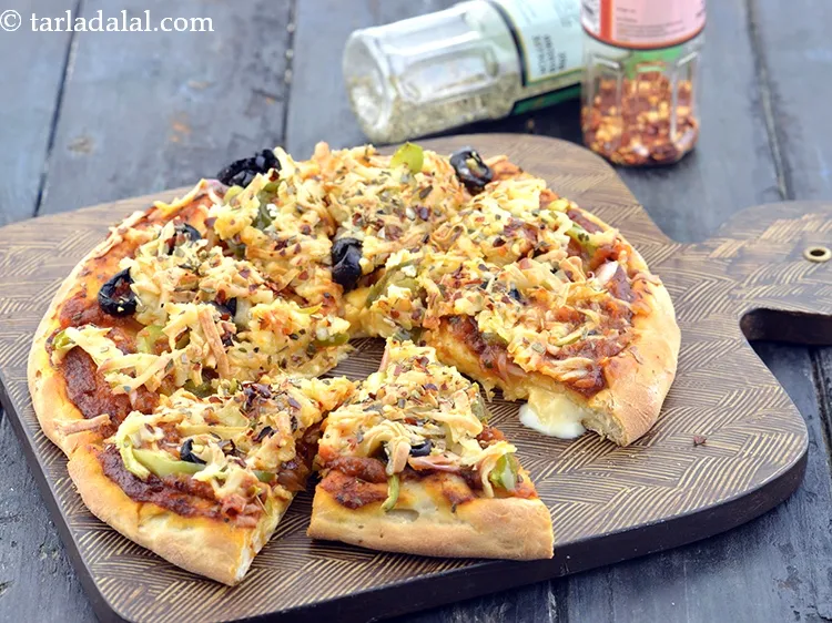 Step 40 – Cut each c<strong>heese burst pizza recipe | three cheese pizza | Indian style 3 cheese …