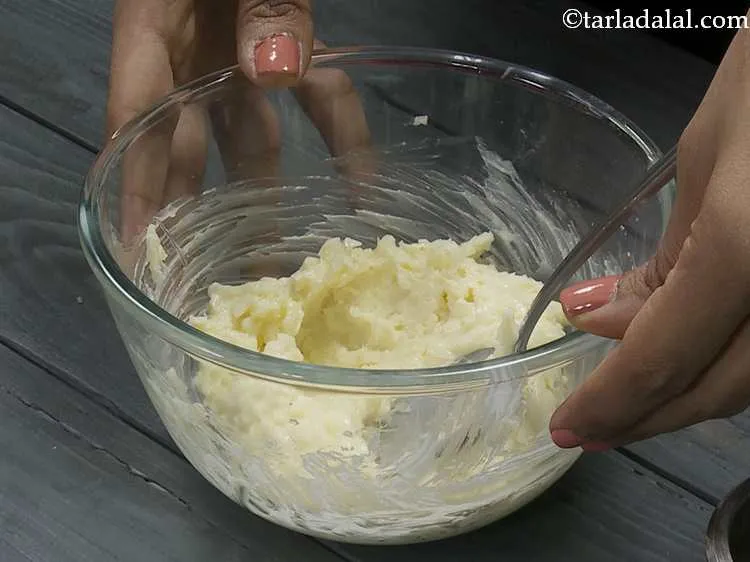 Step 6 – Add the butter and mix well.The butter should be soft at room temperature.