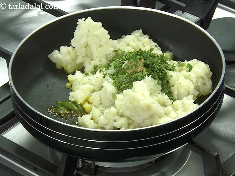 Step 13 – Add coriander. This is a must as a flavouring agent in most Indian snacks and …