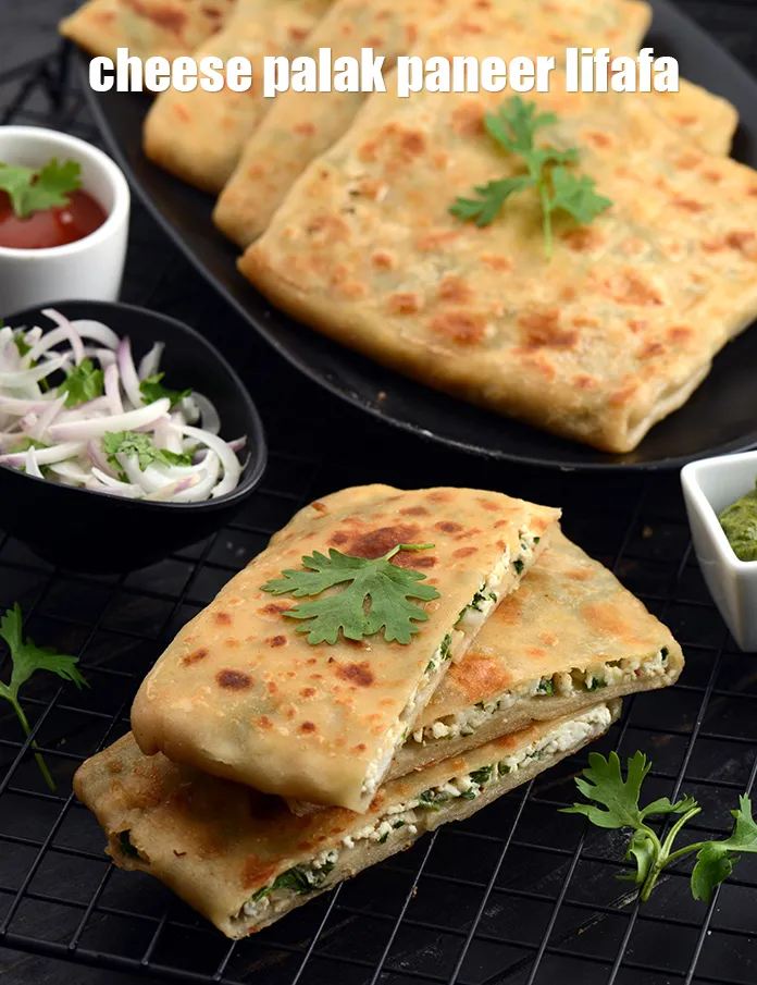 Step 35 – Serve <strong>palak paneer lifafa paratha</strong> hot.