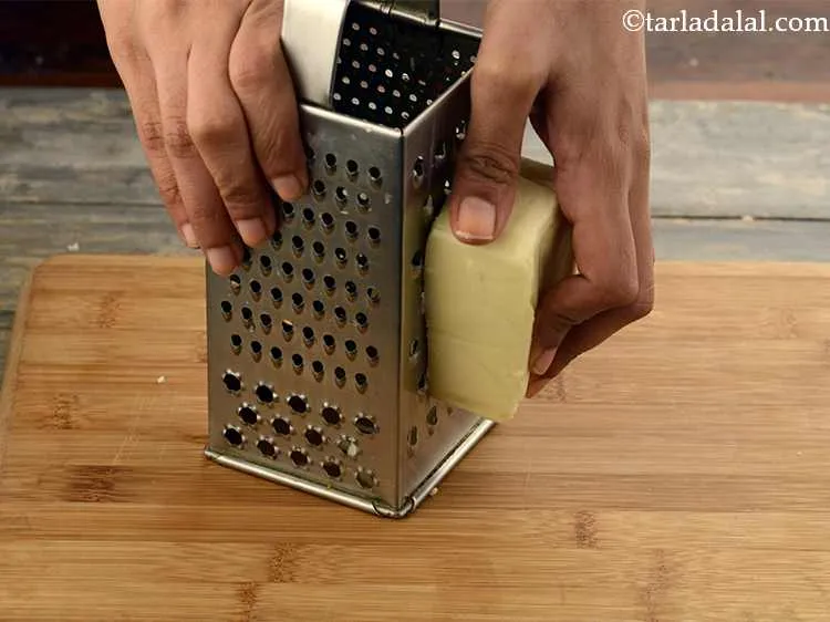 Step 1 – Grate the cheese with a grater and keep aside. You can even use mozzarella cheese …