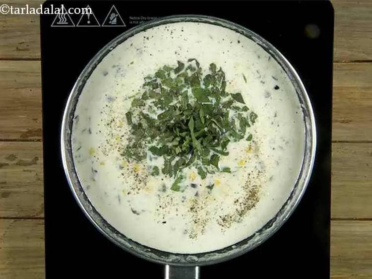 Step 10 – Season with salt and pepper, mix well and cook on a medium flame for 1 …