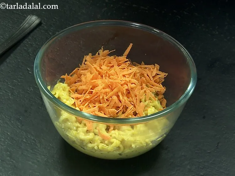 Step 9 – Once cooled, add the carrot. You can use any veggies of your choice like cabbage, …
