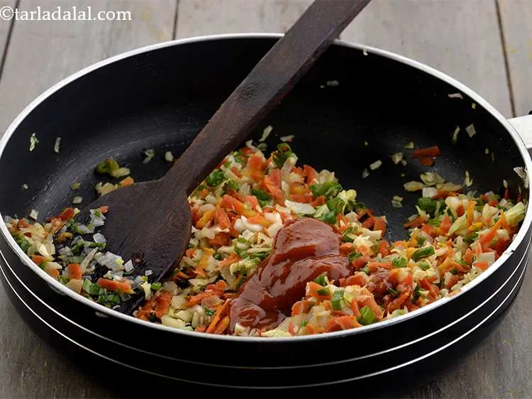 Step 9 – Add the chilli sauce as well.