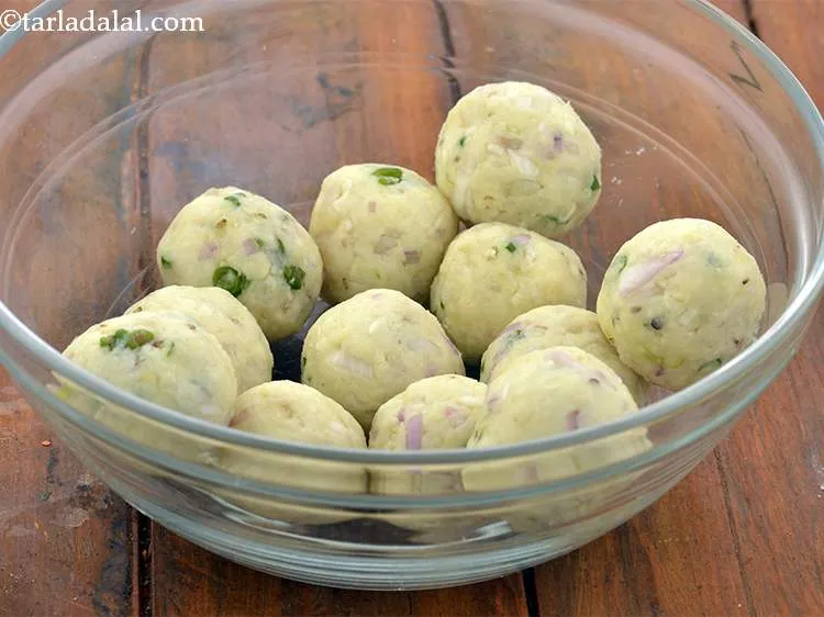 Step 16 – Divide the potato cheese mixture into 12 equal portions. Roll each portion into a round …