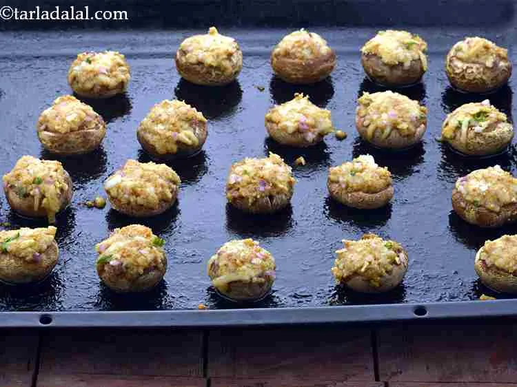 Step 16 – Bake in a pre-heated oven at 180?C (360?F) for 10 minutes. Bake till the mushrooms …