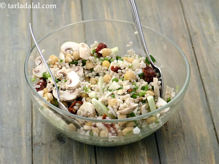 Step 36 – Toss <strong>chick pea, vegetable barley salad with balsamic dressing | kabuli chana vegetable salad | …