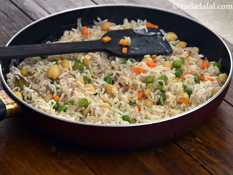 Step 46 – Mix well and cook <strong>chick pea and mint rice recipe | healthy chana pulao | …