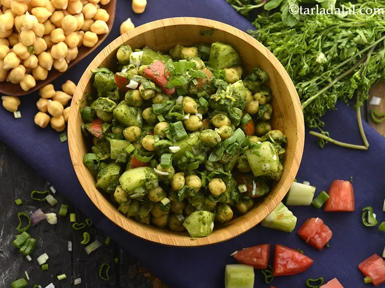 Step 24 – Transfer to a serving bowl and serve <strong>chickpea salad with mint dressing</strong>. You can relish …