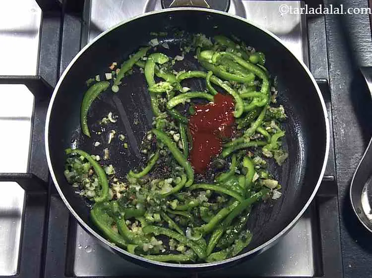 Step 18 – Add chilli sauce and vinegar. Depending upon your preference you can also add schezuan sauce …