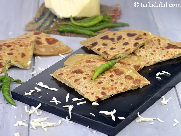 Step 28 – Serve <strong>chilli cheese paratha |&nbsp;cheese stuffed paratha | cheese paratha |</strong> immediately. You can enjoy …
