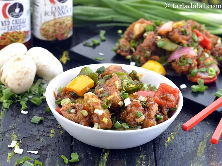 Step 43 – Serve<strong> chilli mushroom recipe | Indian chilli mushroom dry | homemade chilli mushroom | Indo …