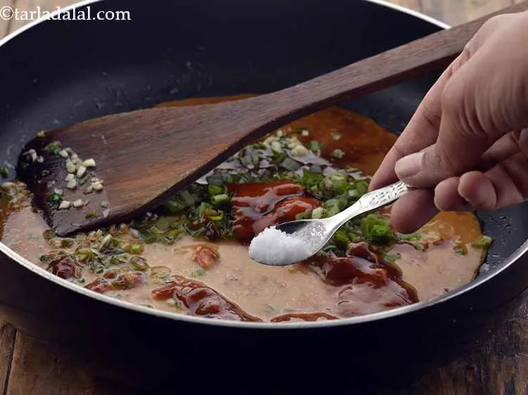 Step 25 – Add the salt and mix well. Use salt moderately, as the potatoes and all the …