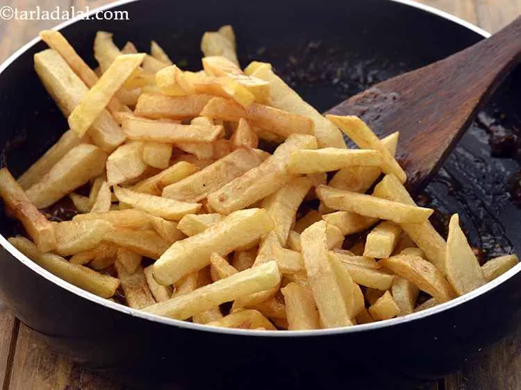 Step 27 – Add the fried potato fingers.