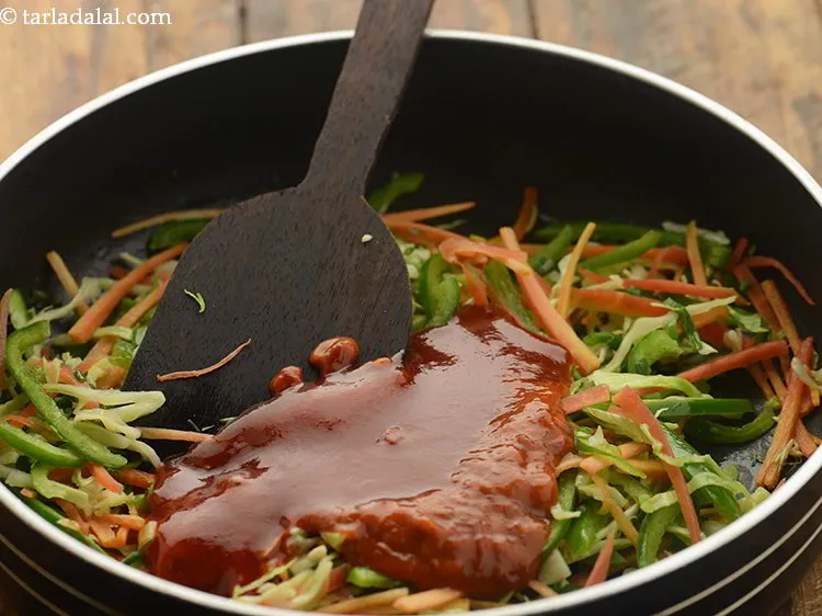 Step 13 – Add tomato ketchup. Learn how to make<a href="https://www.tarladalal.com/Tomato-Ketchup-Tomato-Sauce-Homemade-Tomato-Ketchup-40725r"> <u>tomato ketchup at home</u></a>&nbsp;and make it time …