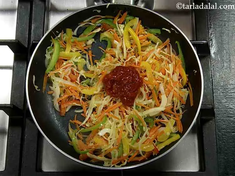 Step 5 – Add the schezuan sauce. Substitute with sriracha, green chilli sauce, red chilli sauce if not …