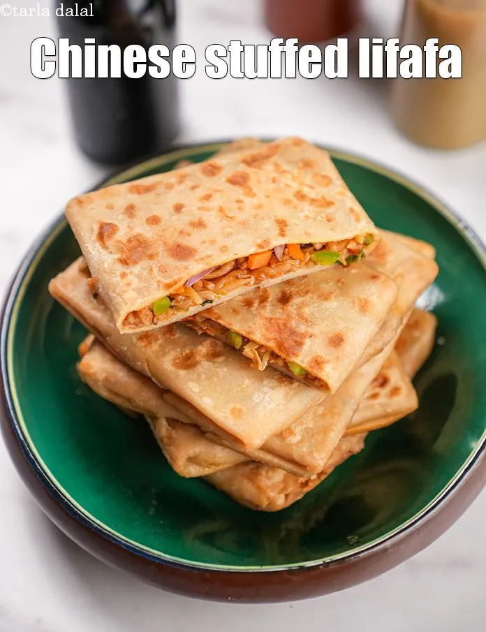 Step 40 – Serve the <strong>chinese lifafa paratha</strong> immediately.