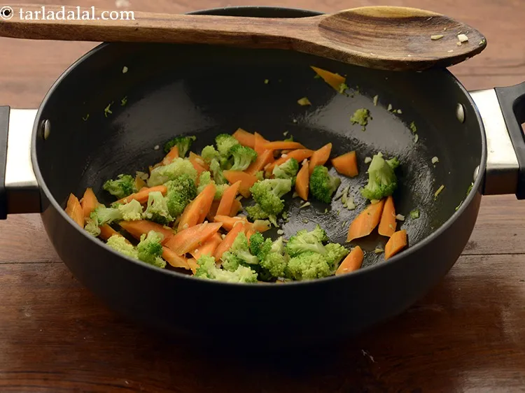 Step 21 – Saut&eacute; on a high flame for 2 minutes. Sauteeing on a high flame is necessary …