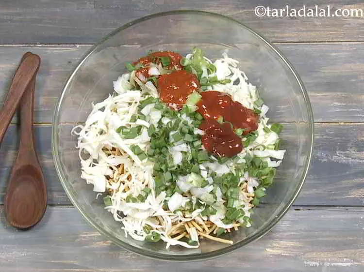 Step 12 – Then add the tomato ketchup. It provides the much needed tangy flavor.