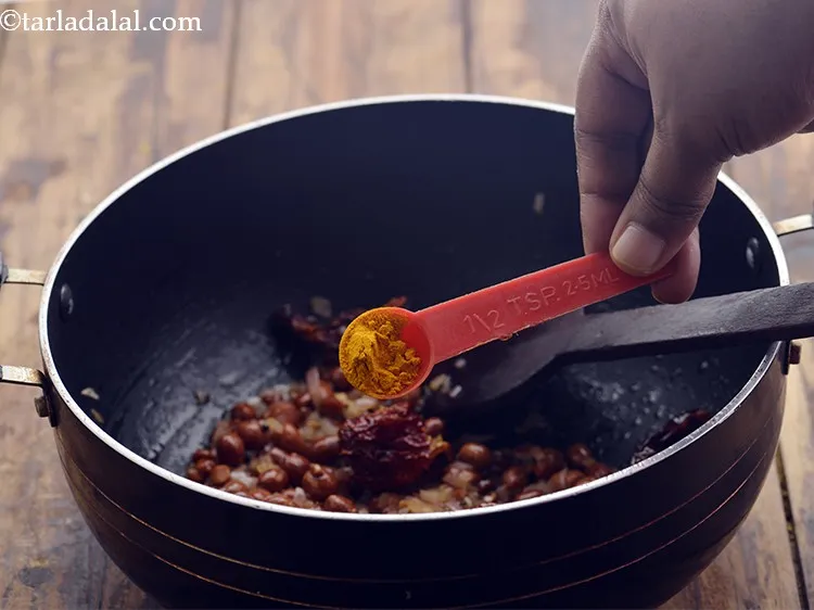 Step 17 – Add turmeric powder.