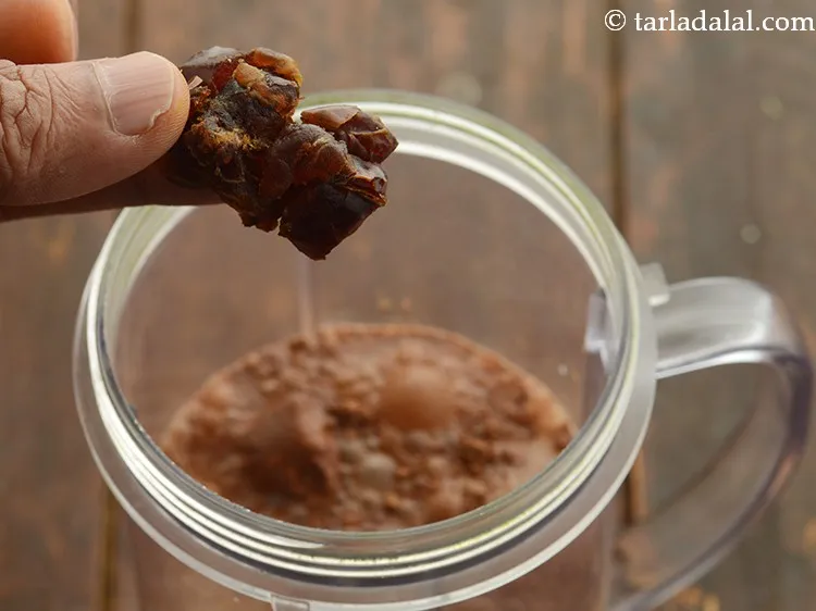 Step 11 – Add the dates. This is a natural sweetener. Make sure to deseed them and chop …