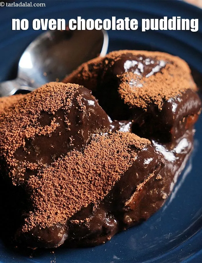 Step 20 – Serve&nbsp;<strong>chocolate cake pudding | eggless no bake pudding | no oven Indian chocolate pudding |</strong> …